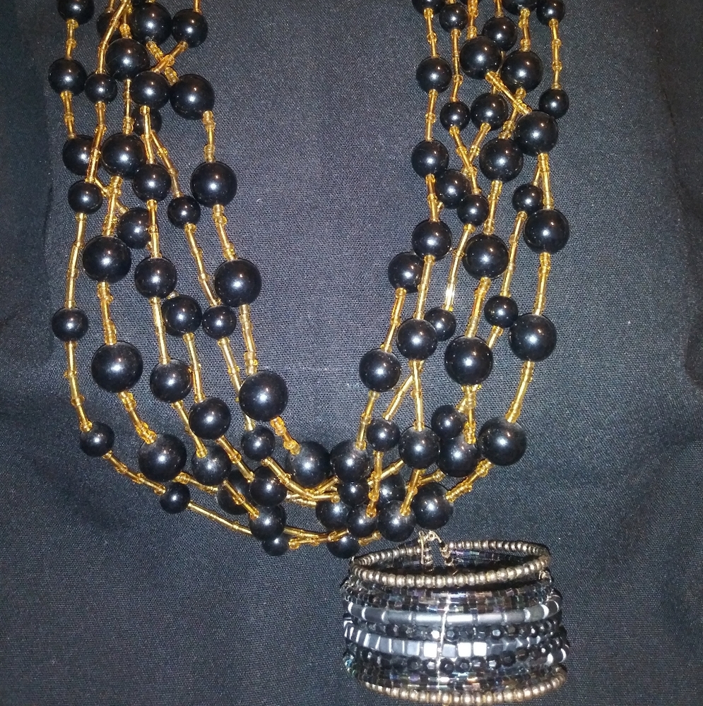 2 necklaces and cuff